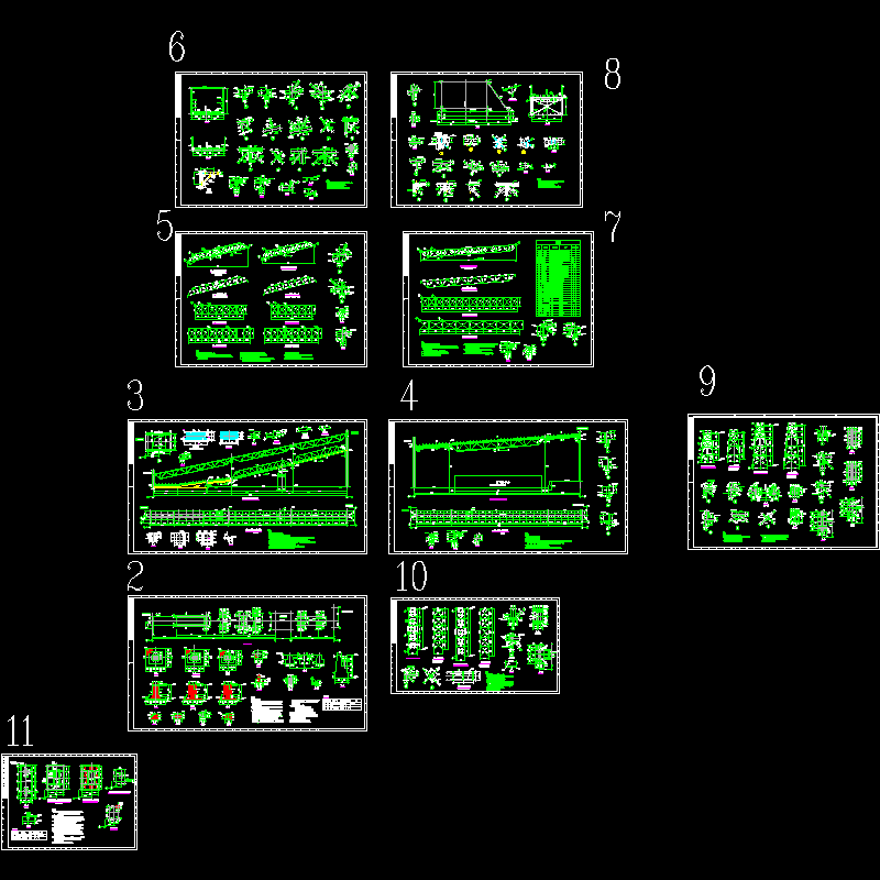 钢桁架栈桥结构CAD施工图纸(dwg)(7度抗震)(丙级独立基础)(二级结构安全)