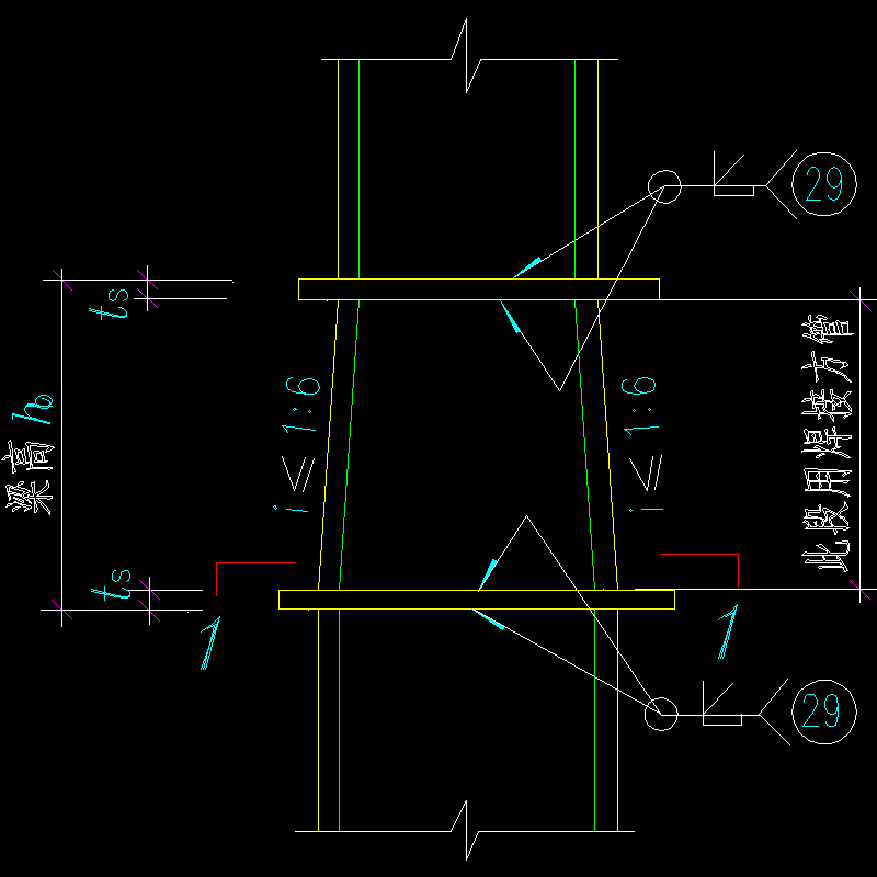 水平加劲隔板的节点构造CAD详图纸(dwg)