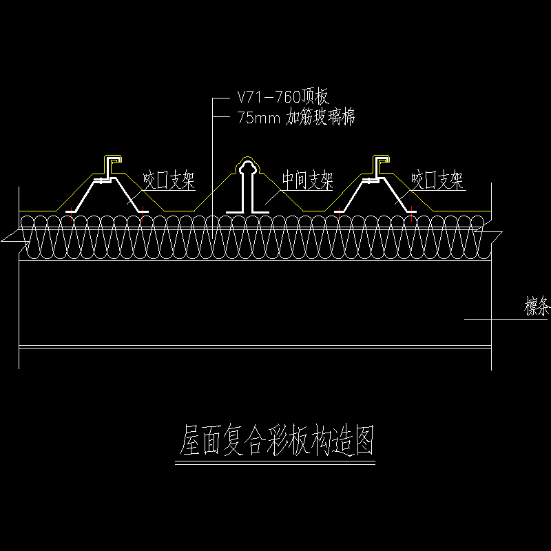 屋面复合彩板节点构造CAD详图纸[3](dwg)