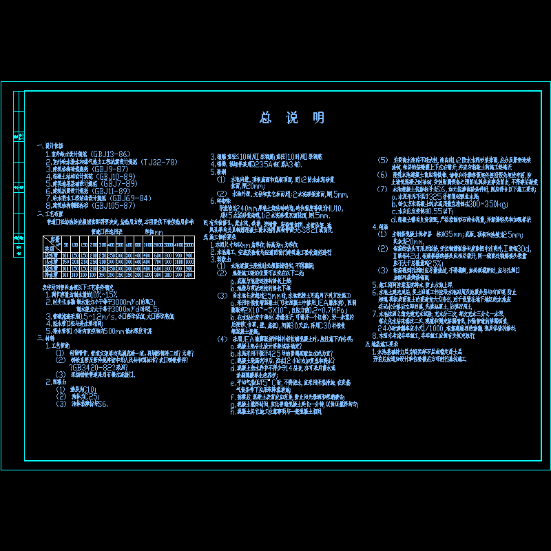 水池结构设计说明(CAD图纸)(dwg)