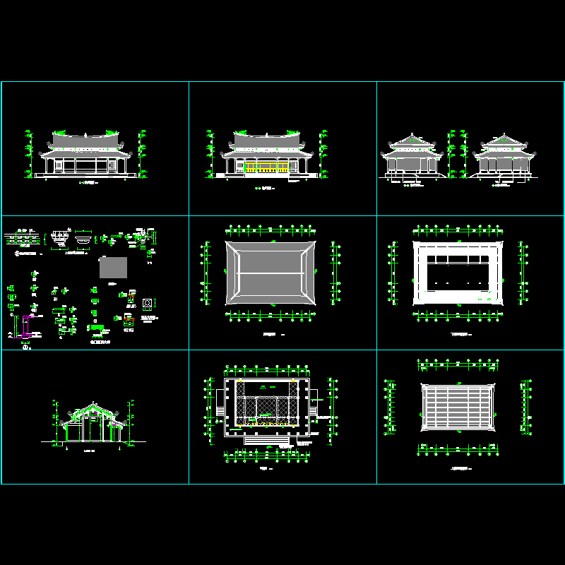 重檐殿阁施工CAD详图纸(平面图)(dwg)