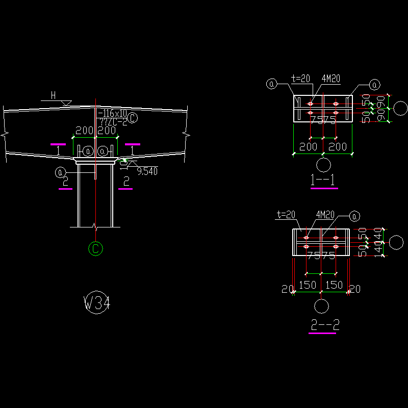 中梁柱节点构造CAD详图纸(7)(dwg)