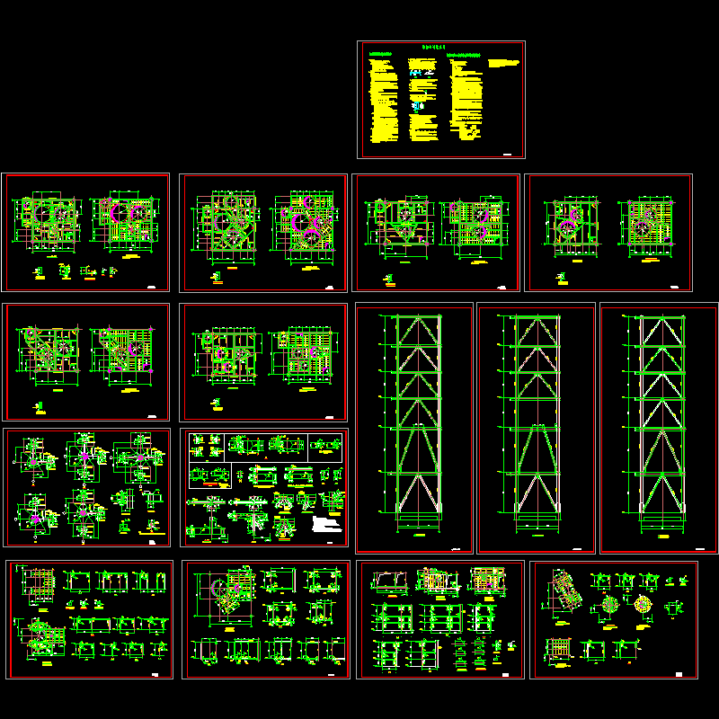 72米钢框架结构设计CAD施工图纸(dwg)