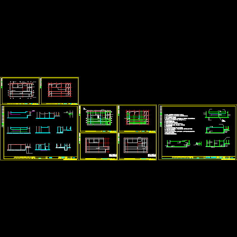 下水池结构CAD施工图纸(dwg)