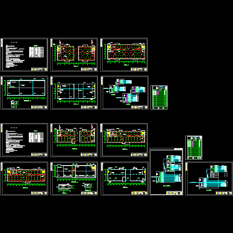 工艺厂房电气全套CAD施工图纸(四层框架结构)(dwg)
