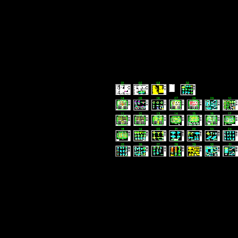 3层住宅楼结构设计CAD施工图纸(dwg)(7度抗震)(筏形基础)(二级结构安全)