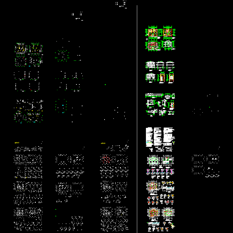 两层砌体结构别墅结构CAD施工图纸(dwg)(6度抗震)(丙级筏形基础)