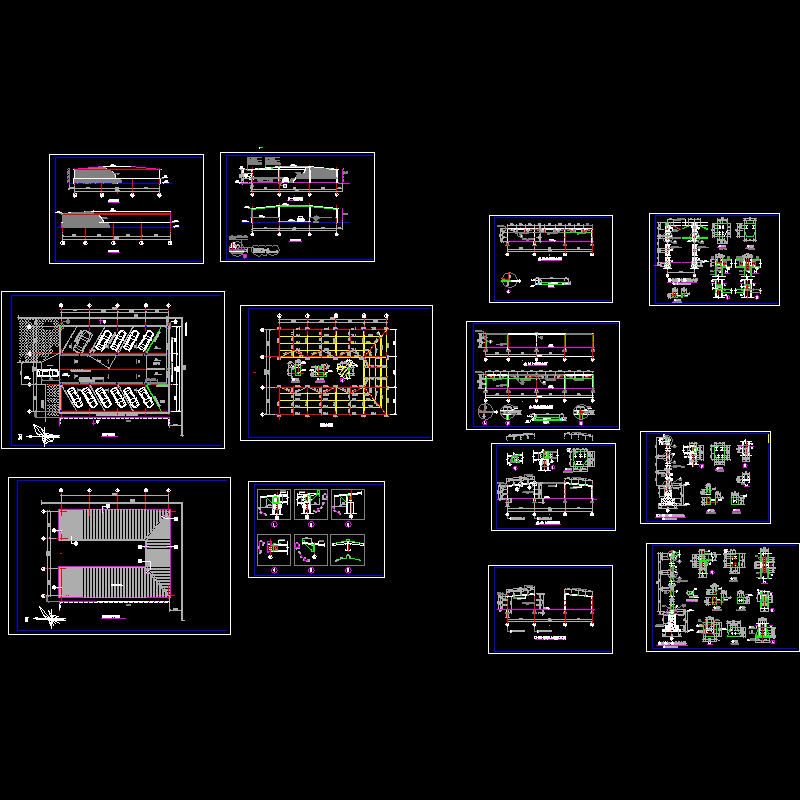 车库结构CAD施工图纸（建筑）(dwg)(二级结构安全)