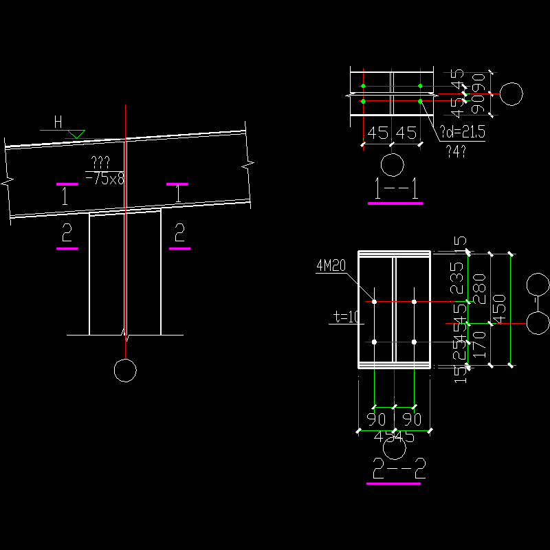 中梁柱节点构造CAD详图纸(2)(dwg)