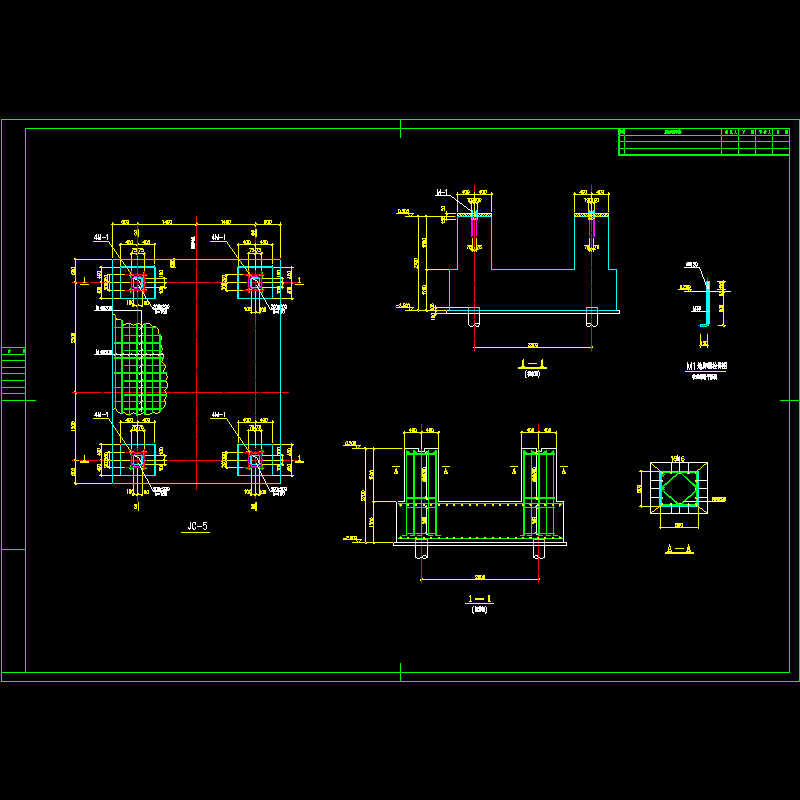钢厂支架CAD详图纸(地脚螺栓)(dwg)
