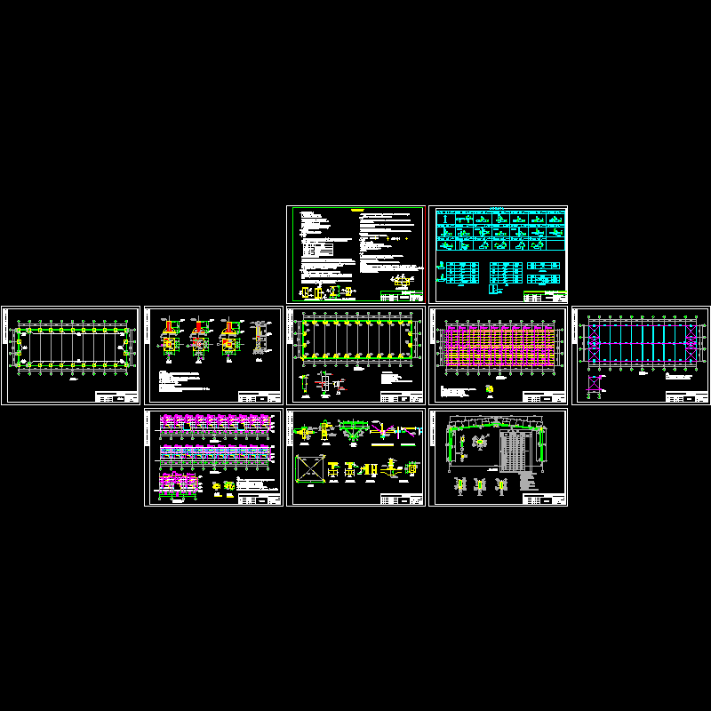 20米跨门式刚架结构厂房结构CAD施工图纸(dwg)(丙级独立基础)