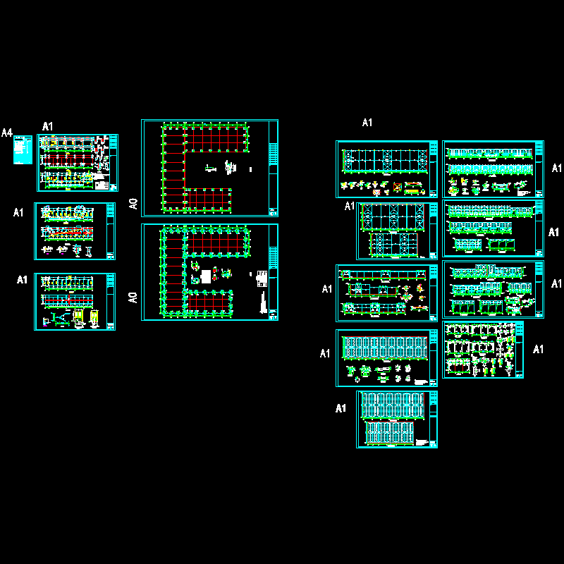 蔬菜所结构设计CAD施工图纸(dwg)(7度抗震)(二级结构安全)