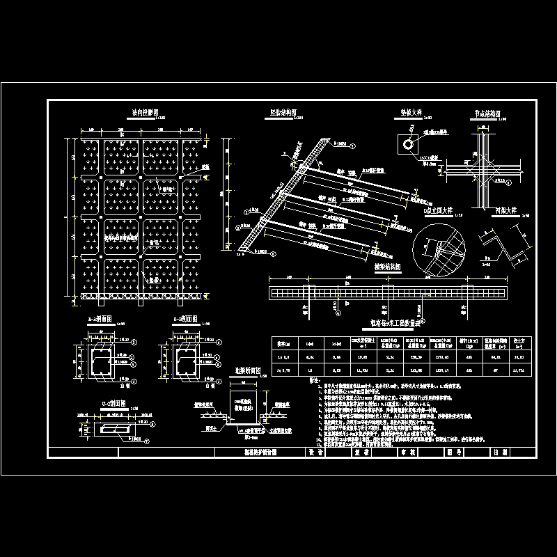 边坡框格锚杆梁CAD图纸(剖面图)(dwg)