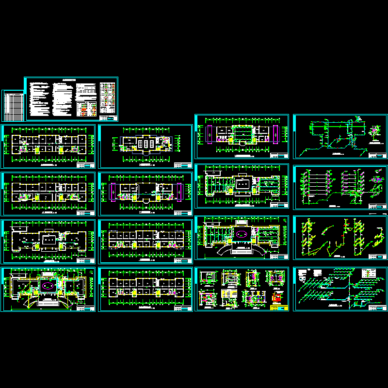 12层办公楼给排水及消防全套CAD施工大样图(自动喷水灭火系统)(dwg)