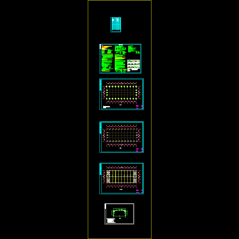 单层门钢厂房结构初设CAD施工图纸(dwg)(6度抗震)(乙级独立基础)