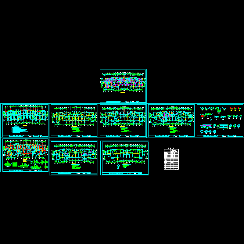 小区住宅楼结构CAD图纸(平面布置图)(dwg)