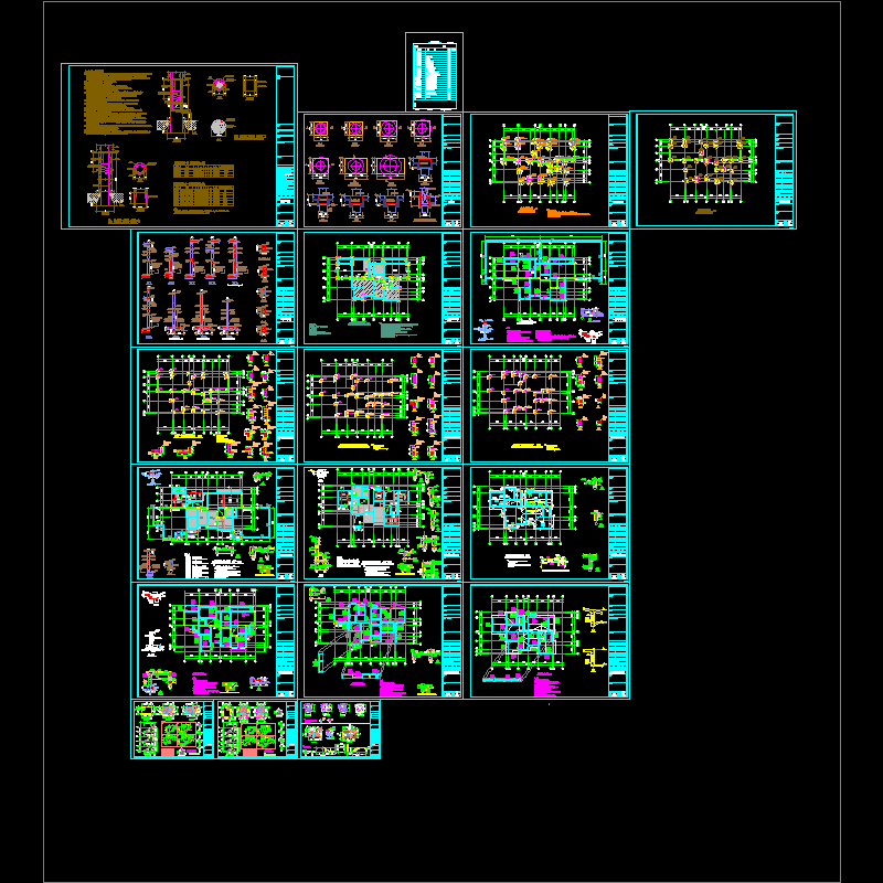 3层框架结构住宅结构CAD施工图纸(dwg)(乙级桩基础)(二级结构安全)