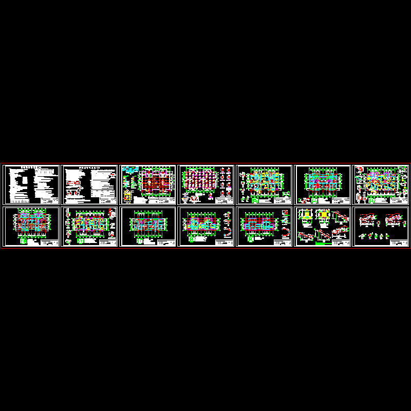 3层框架别墅结构CAD施工图纸(dwg)(6度抗震)(丙级筏形基础)