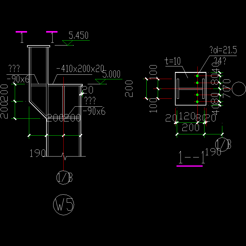 外翼缘贯通节点构造CAD详图纸(2)(dwg)