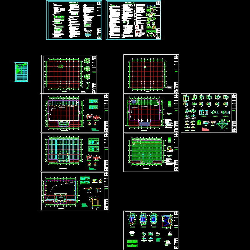 两层钢框架结构售楼处结构CAD施工图纸(dwg)(7度抗震)(二级结构安全)