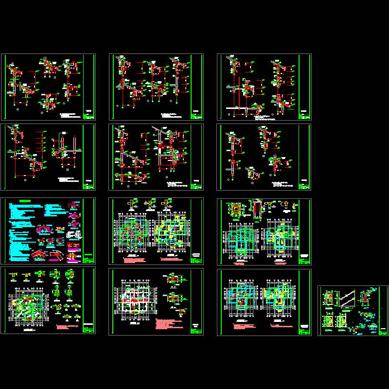 3层砖混别墅结构设计CAD施工图纸(dwg)(7度抗震)(丙级筏形基础)