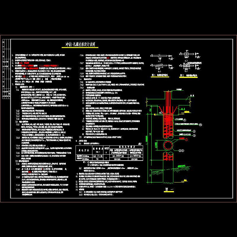 [CAD图]冲（钻）孔灌注桩设计说明(dwg)