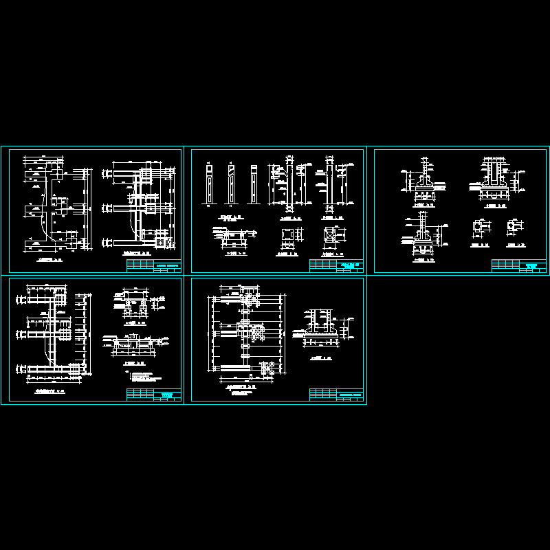 花园木栈桥全套CAD施工图纸(柱详图)(dwg)