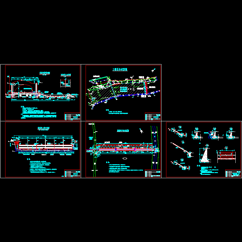 一套橡胶坝设计dwg格式CAD图纸(总平面布置图)