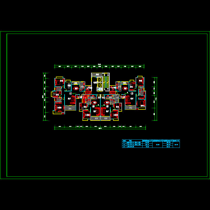 [CAD]塔式高层一梯四户户型图纸(155/139/83/83).dwg