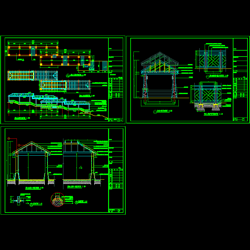[CAD]玻璃顶爬山廊建筑扩初设计图纸，共3张.dwg