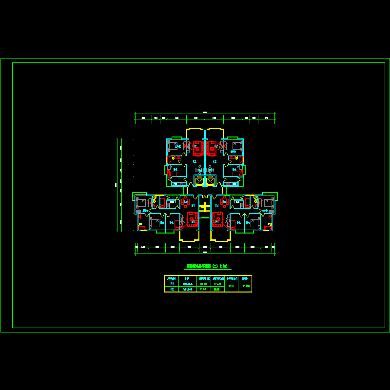 [CAD]塔式高层一梯四户户型图纸(122/122/91/91).dwg