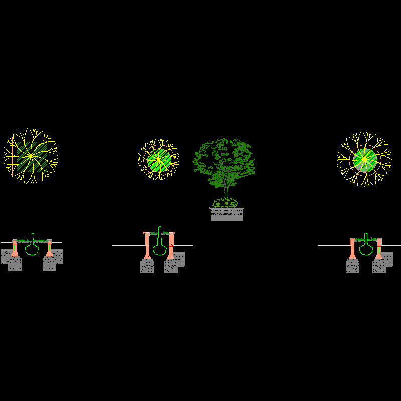 圆形树池施工dwg格式CAD详图纸(立面图)