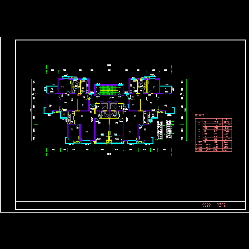 [CAD]塔式高层一梯四北梯户型图纸（94/94）.dwg