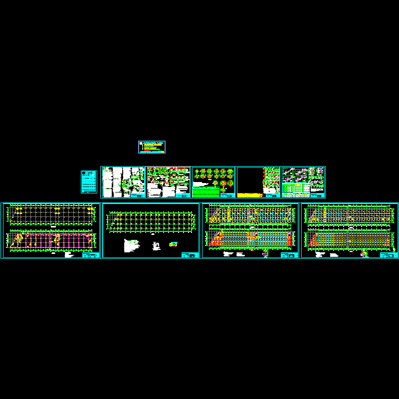 商铺结构施工CAD图纸，共9张图纸(dwg)(6度抗震)