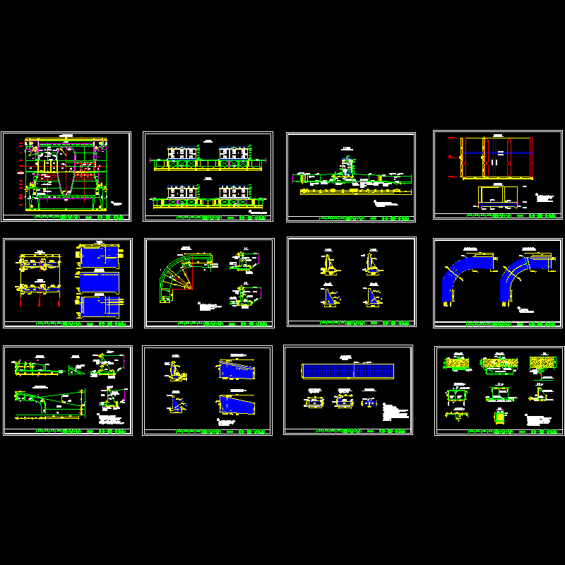 水闸整体结构设计CAD图纸(平面图)(dwg)