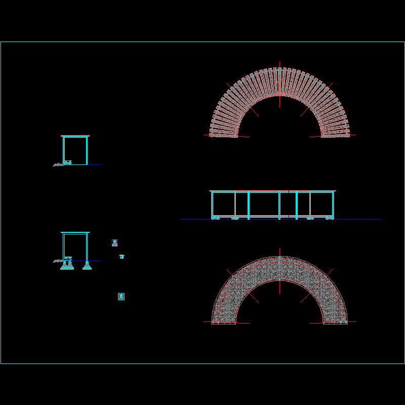 弧形构架CAD施工图纸(dwg)