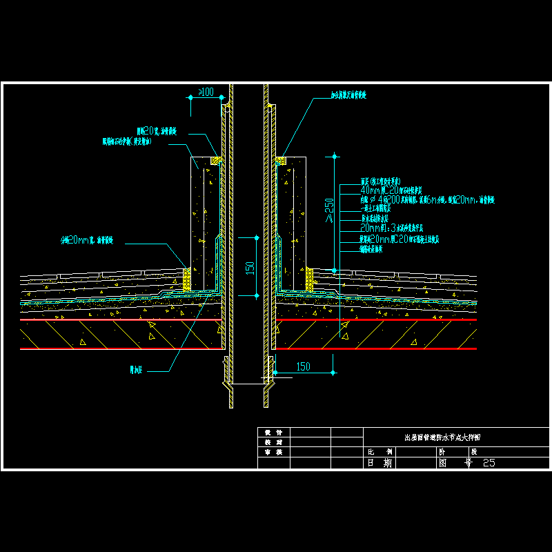 出屋面管道防水节点大样图.dwg