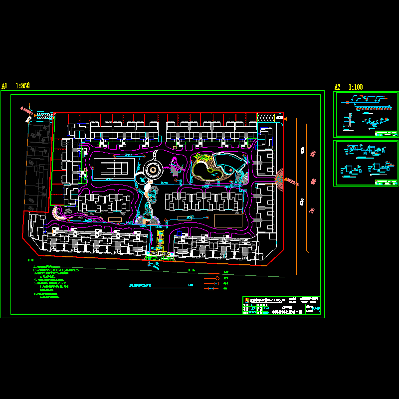 [CAD]小区景观水路管网布置总平图纸.dwg