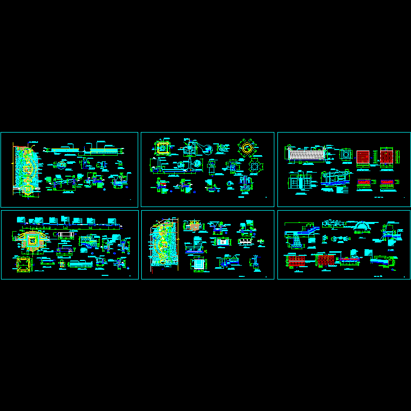 道路绿化施工dwg格式CAD图纸，共6张图纸