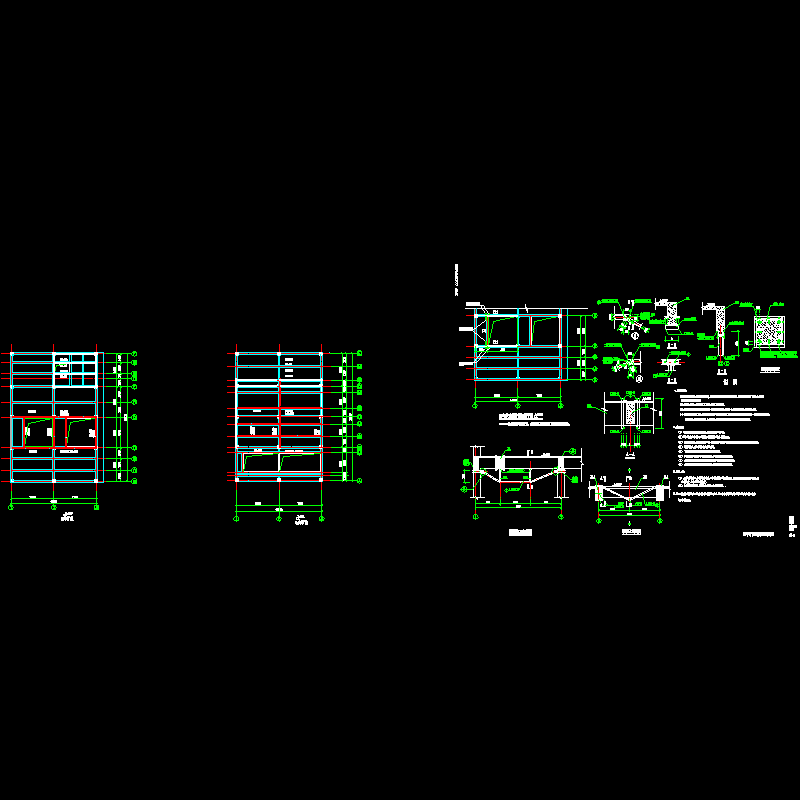 糖厂扩建部分钢加固结构CAD图纸(节点详图)(dwg)