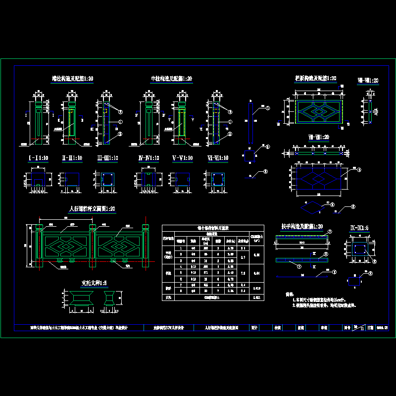 人行道栏杆构造及配筋图.dwg