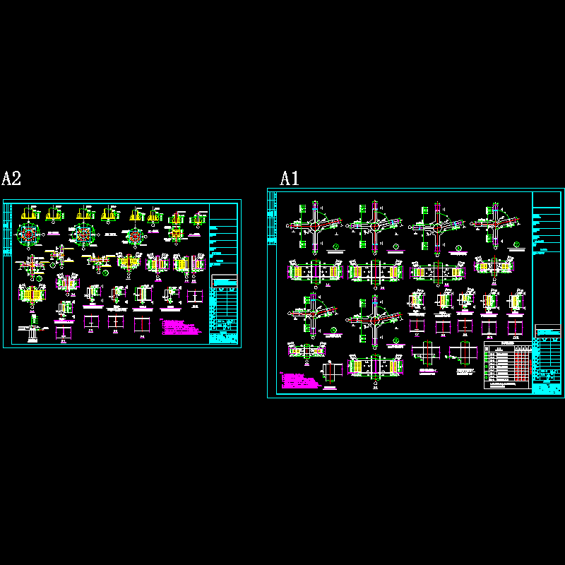 钢框架节点构造CAD详图纸(dwg)