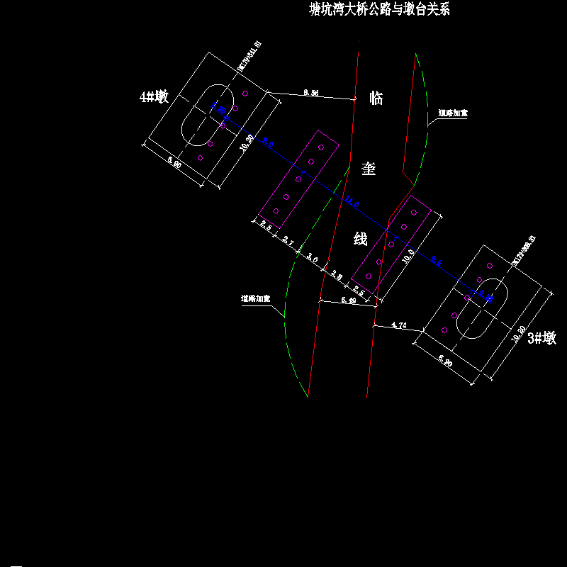 塘坑湾大桥公路与墩位关系-三跨.dwg