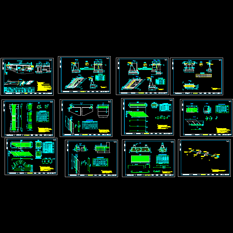 20m跨径预应力空心板桥下部构造CAD施工图纸（12张）.dwg