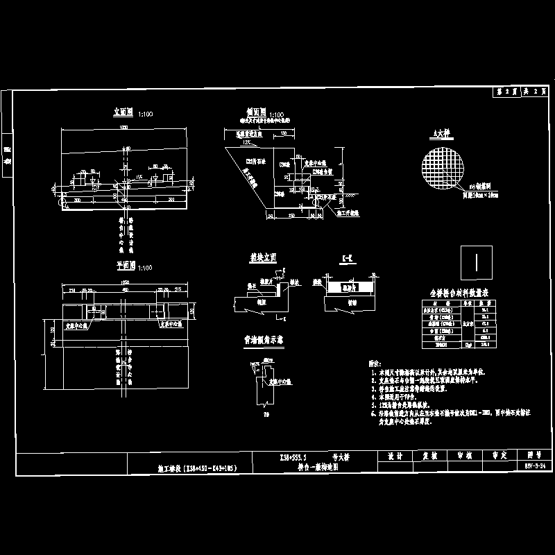 预应力混凝土连续刚构T梁桥台一般构造节点CAD详图纸设计(dwg)