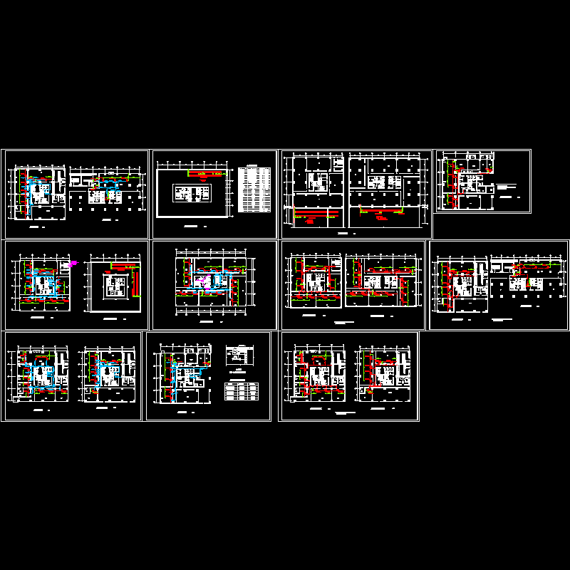 [全套]塔楼VRV空调设计dwg格式CAD图纸(材料表)