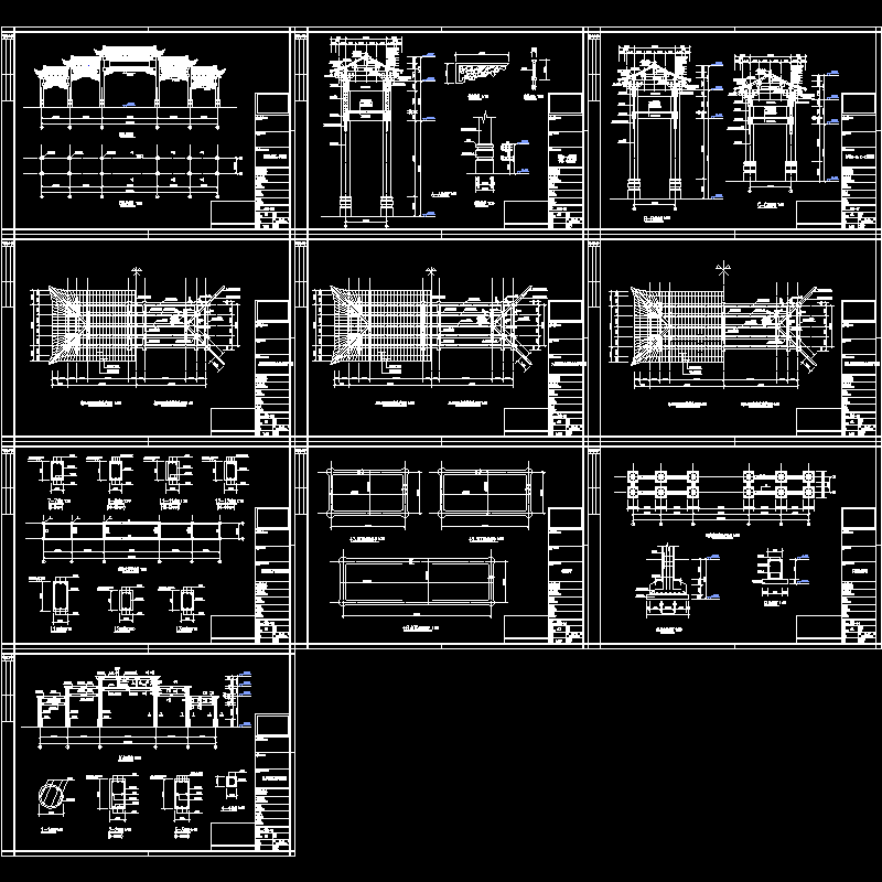 [CAD]古建门楼全套施工详图（总共10页图纸）.dwg