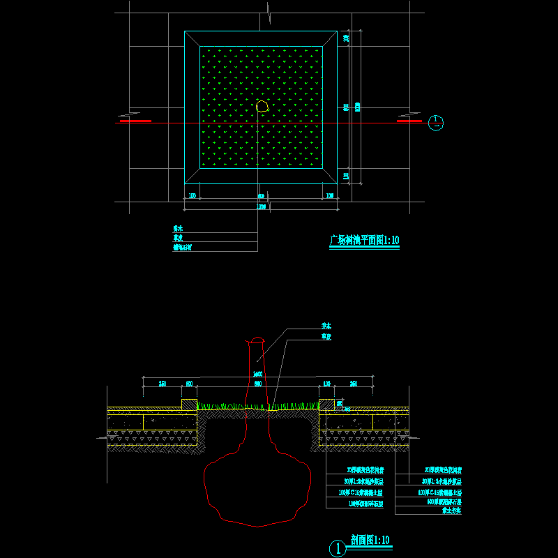 广场广场树池CAD详图纸(某广场)(dwg)