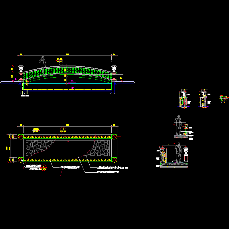 欧式拱桥施工做法CAD详图纸(平面图)(dwg)