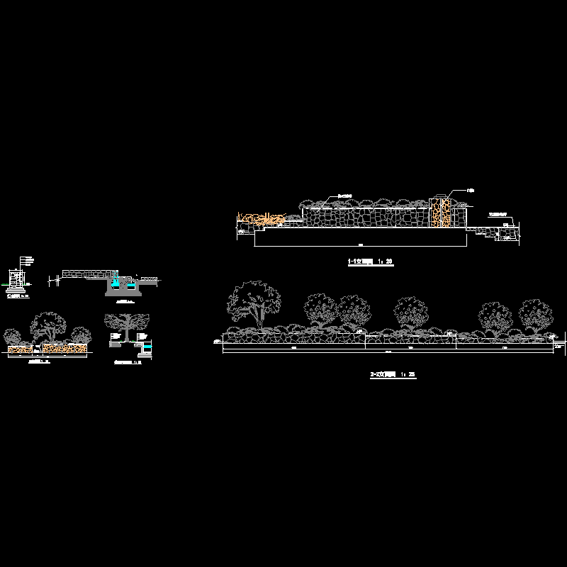 景观墙dwg格式CAD详图纸(正立面图)